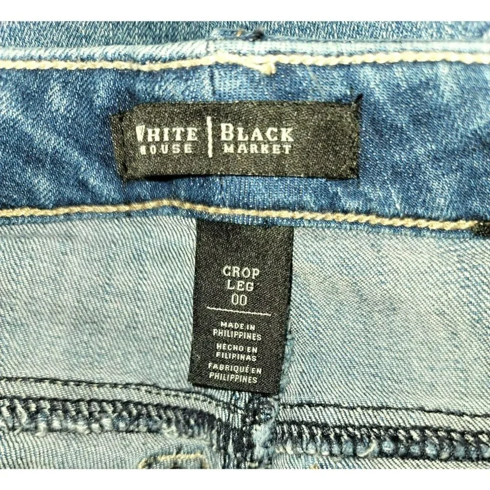 WHBM Crop Straight Leg Sequin Destressed Feel Beautiful Jean - Size 00